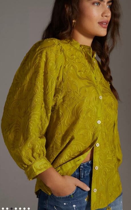 Pilcro by Anthropologie Tops - Pilcro Anthropologie Bella Embroidered Buttondown Blouse Line Relax Women's 2X